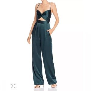 Elegant Deep Emerald Green Silk Jumpsuit